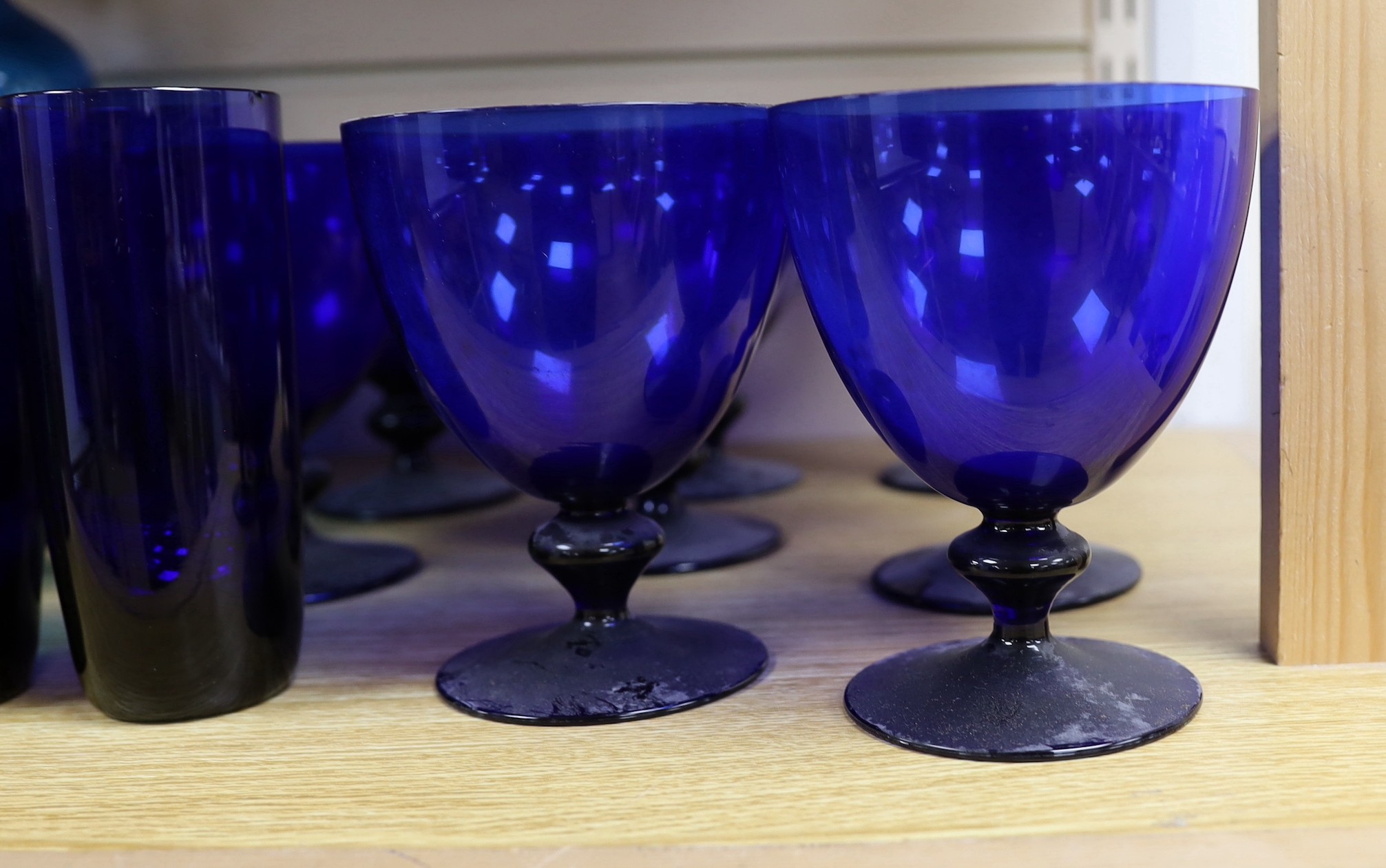 A mixed selection coloured glass wares